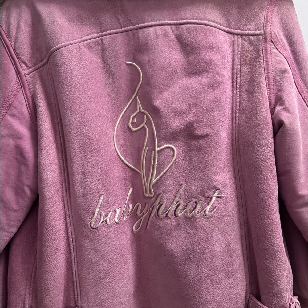 Baby Phat Women's Pink and Cream Suede/Leather Teddy Jacket - Picture 3 of 8